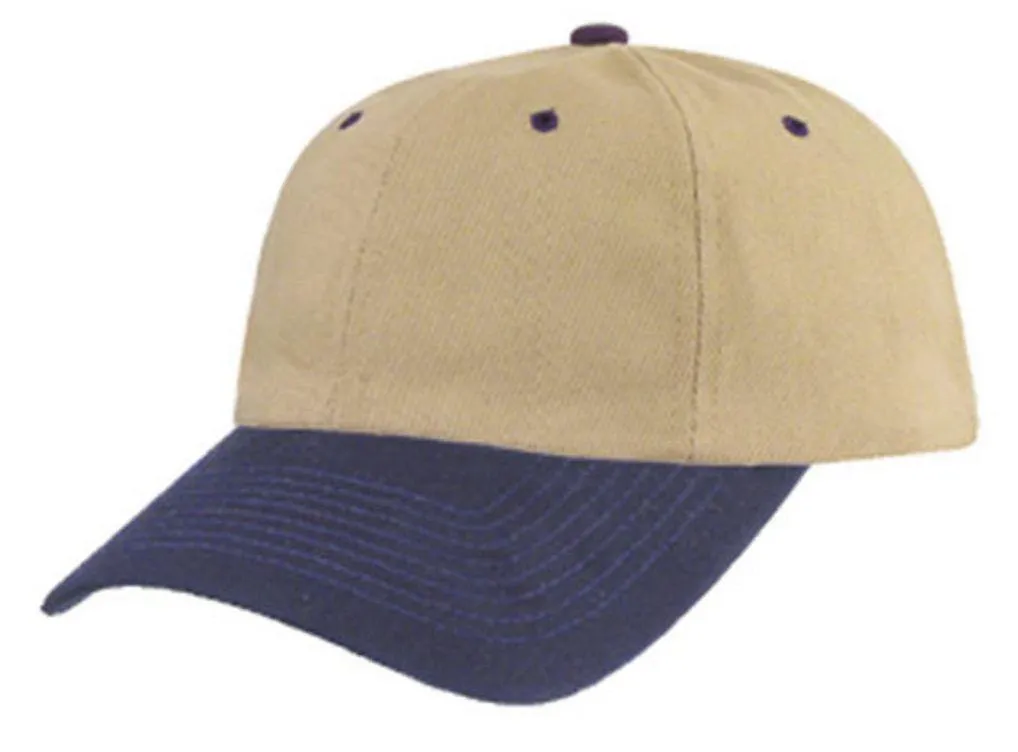 Heavy Brushed Cotton Low Crown 6 Panel Baseball Hats Caps Solid Two Tone