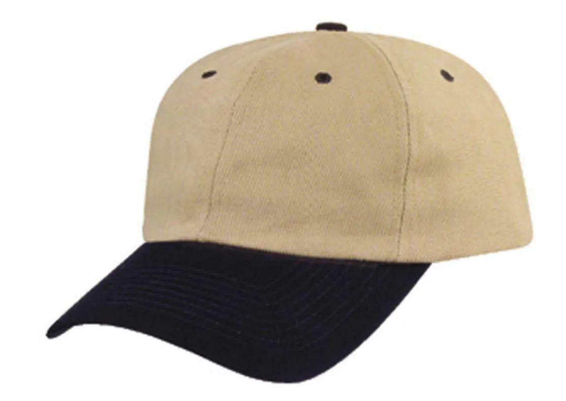 Heavy Brushed Cotton Low Crown 6 Panel Baseball Hats Caps Solid Two Tone