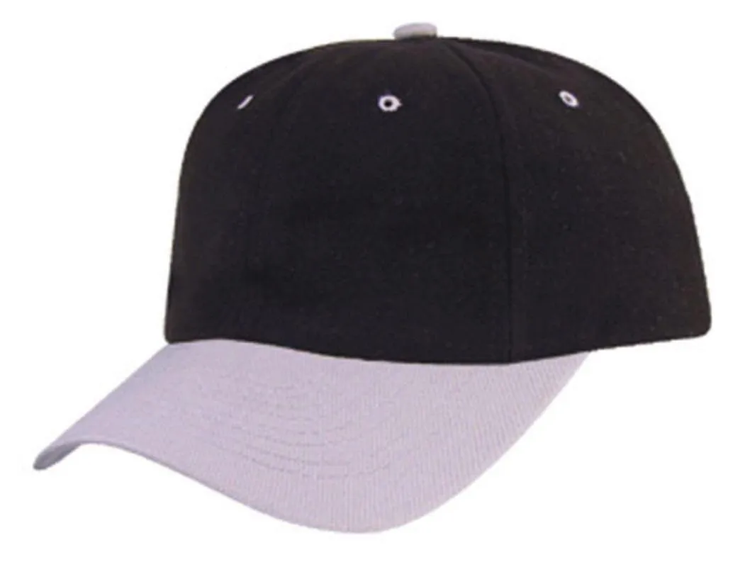 Heavy Brushed Cotton Low Crown 6 Panel Baseball Hats Caps Solid Two Tone