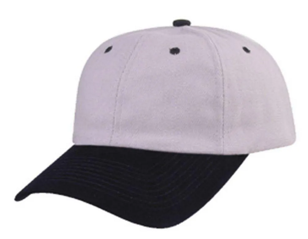 Heavy Brushed Cotton Low Crown 6 Panel Baseball Hats Caps Solid Two Tone