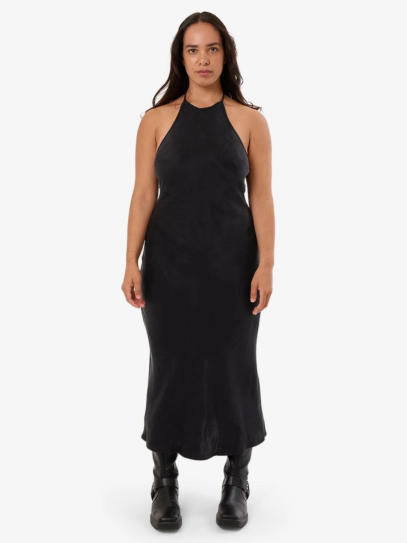 Jett Halter Bias Dress - Black