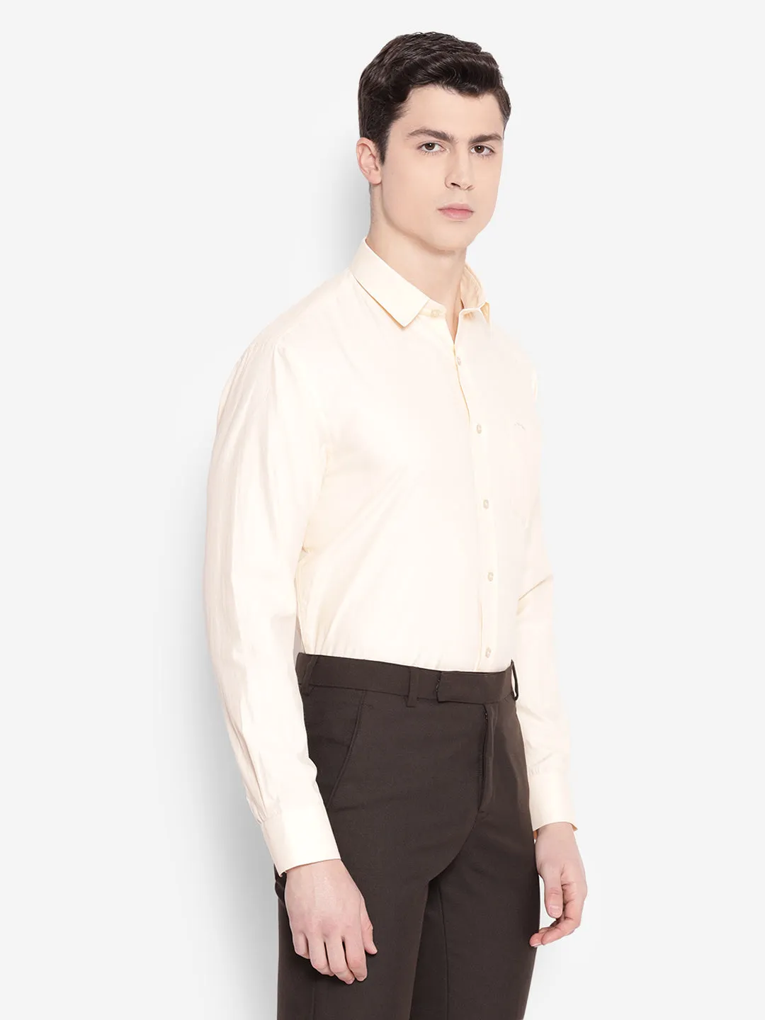 JUMP USA Men Beige Solid PolyCotton Formal Shirts