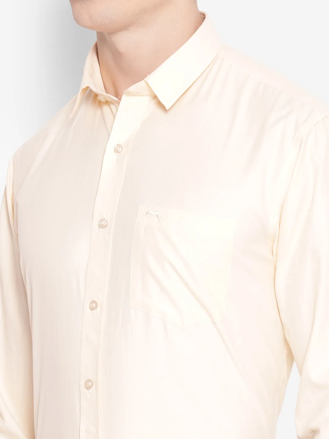 JUMP USA Men Beige Solid PolyCotton Formal Shirts