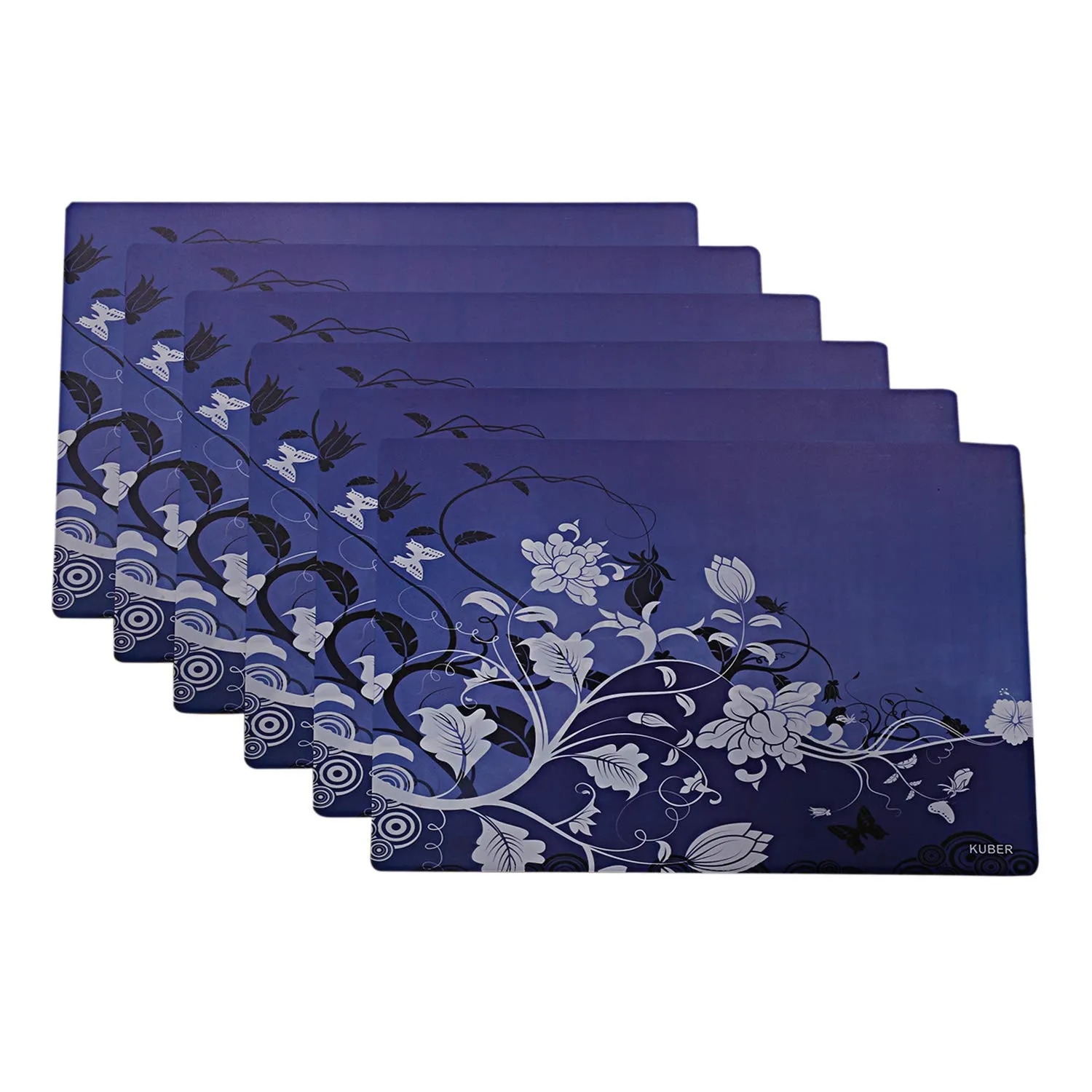 Kuber Industries PVC Dining Table Placemat Set (Blue, 6 Pieces) - CTKTC28950