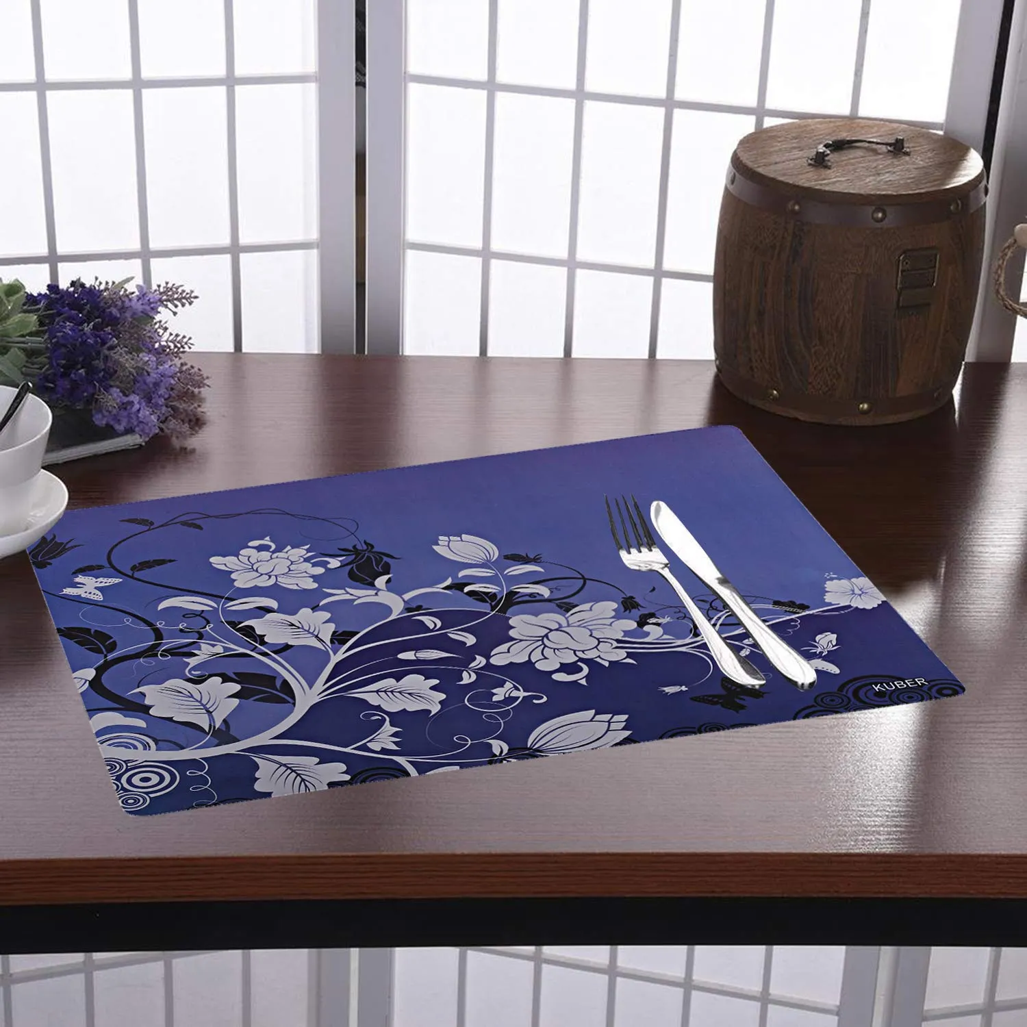 Kuber Industries PVC Dining Table Placemat Set (Blue, 6 Pieces) - CTKTC28950