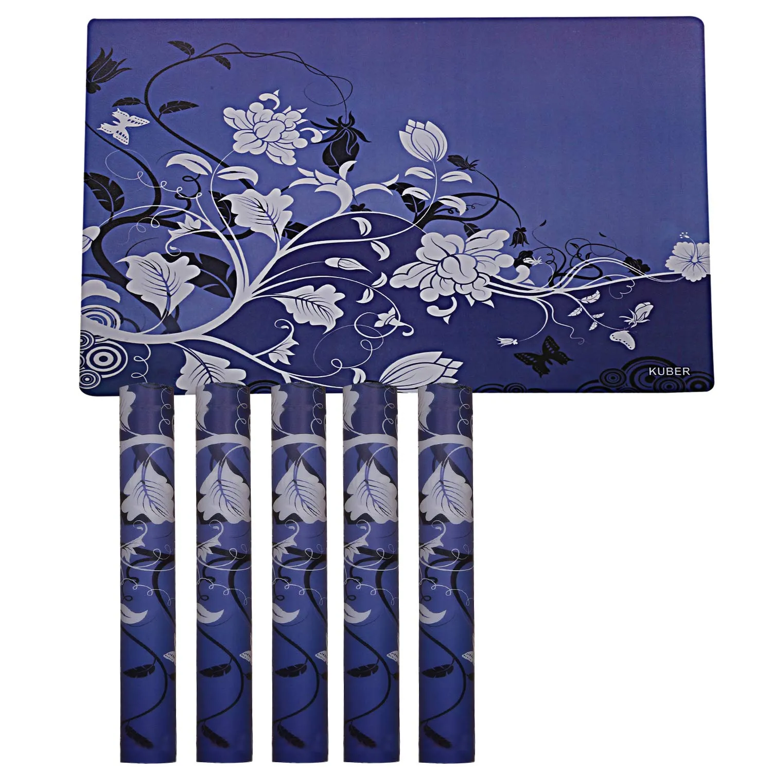 Kuber Industries PVC Dining Table Placemat Set (Blue, 6 Pieces) - CTKTC28950