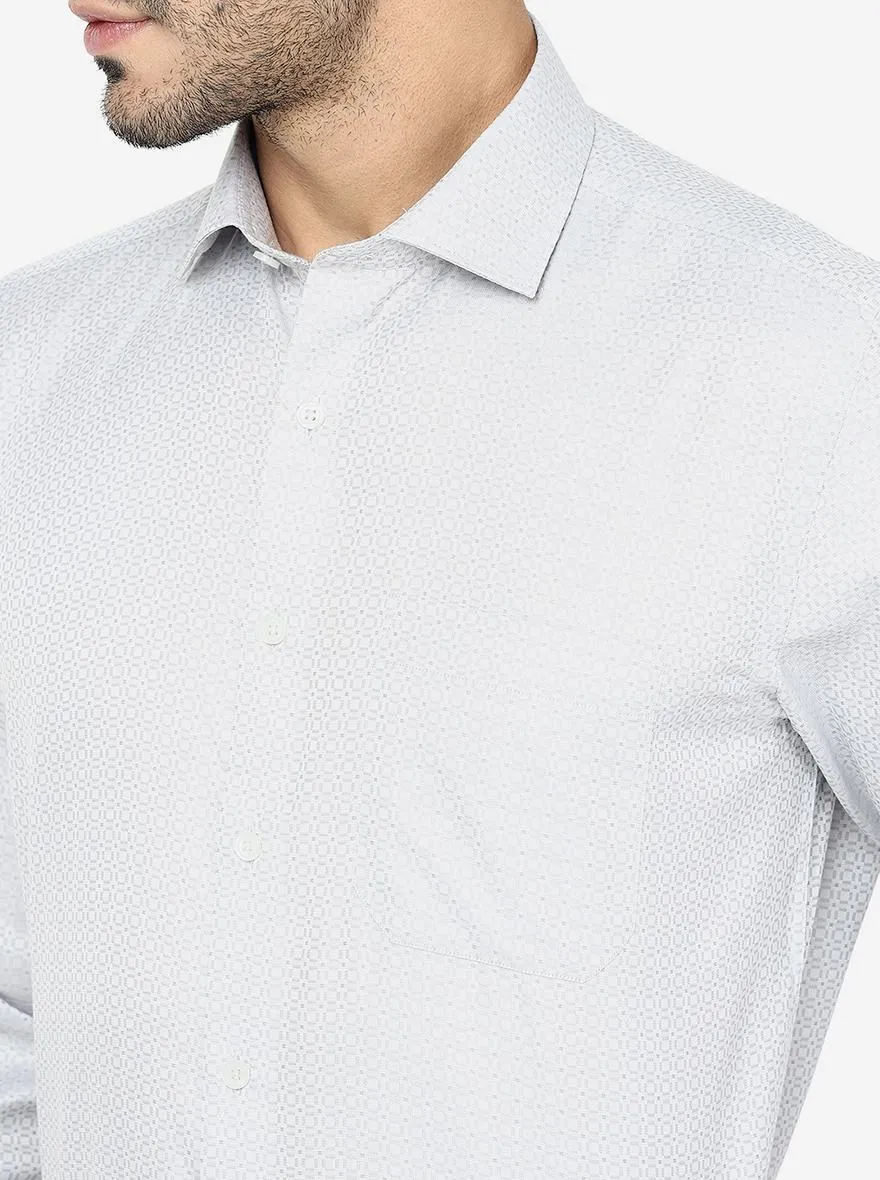 Light Grey Printed Regular Fit Formal Shirt | Greenfibre