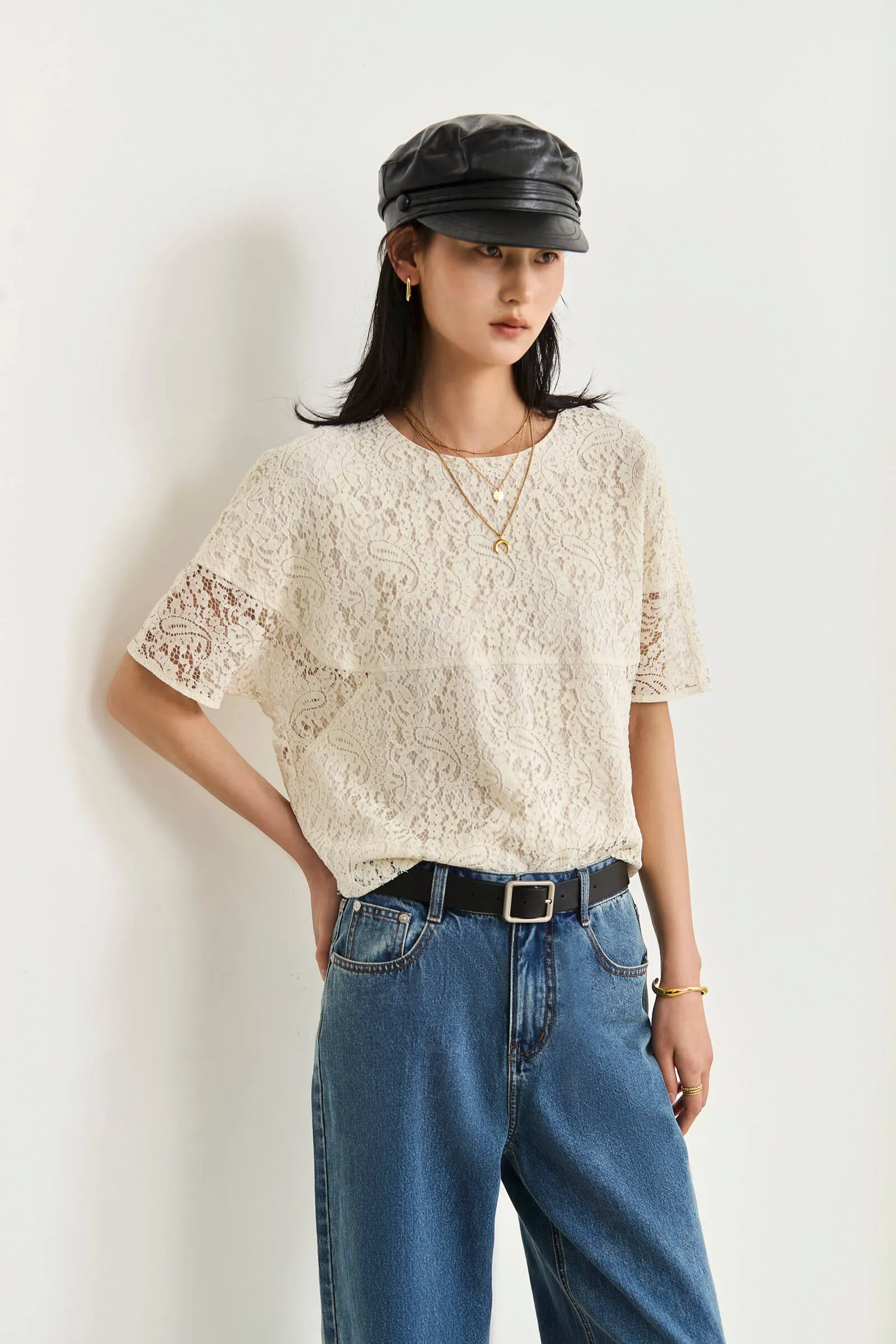 LILY Design Hollowed-out Chiffon Blouse