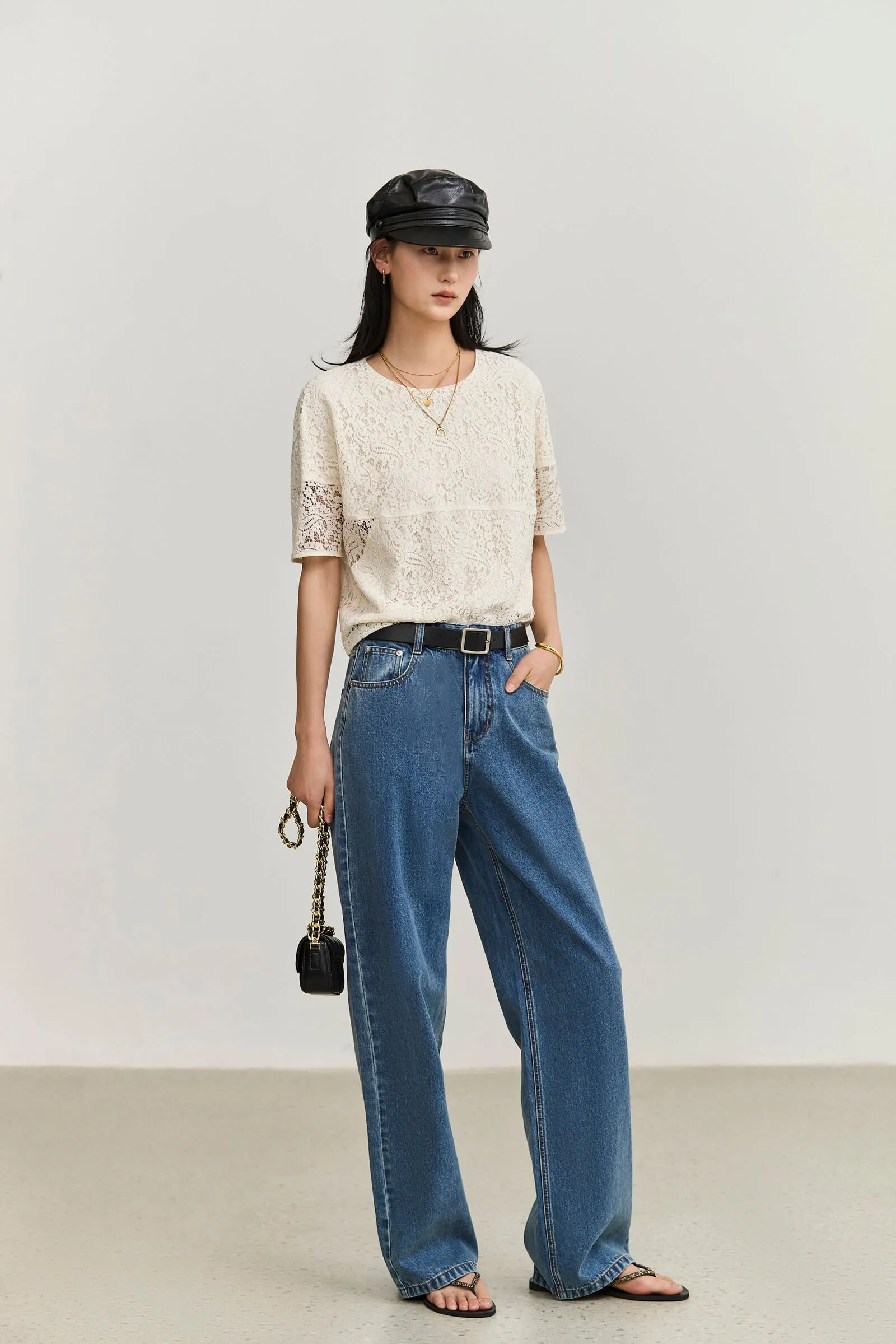 LILY Design Hollowed-out Chiffon Blouse