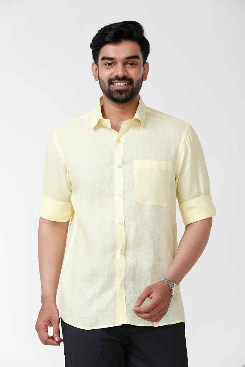 Linen Classic - Cyber Yellow Formal Shirts for Mens | Uathayam