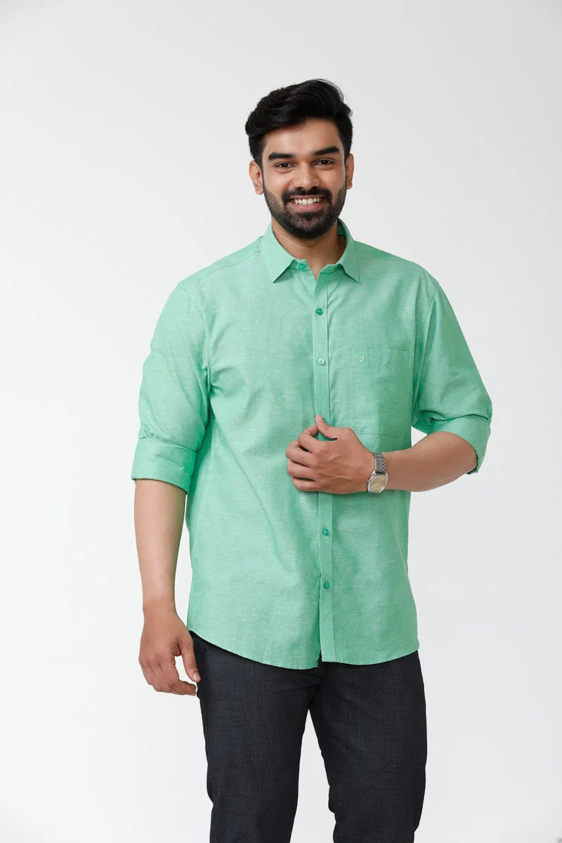 Linen Classic - Summer Green Formal Shirts for Mens | Uathayam