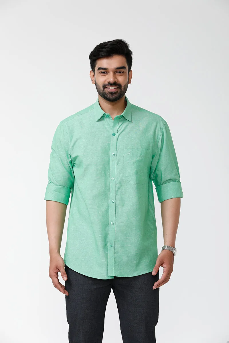 Linen Classic - Summer Green Formal Shirts for Mens | Uathayam