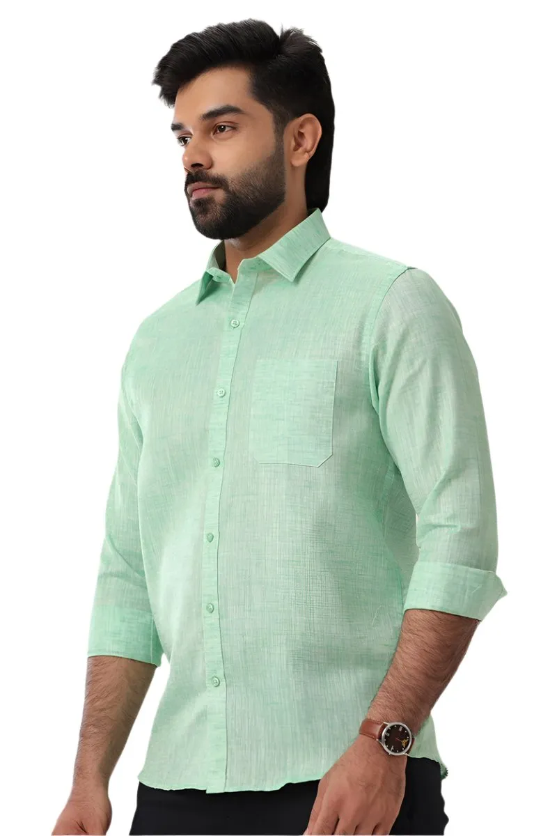 Linen Feel - Green Formal Shirts For Men | Ariser