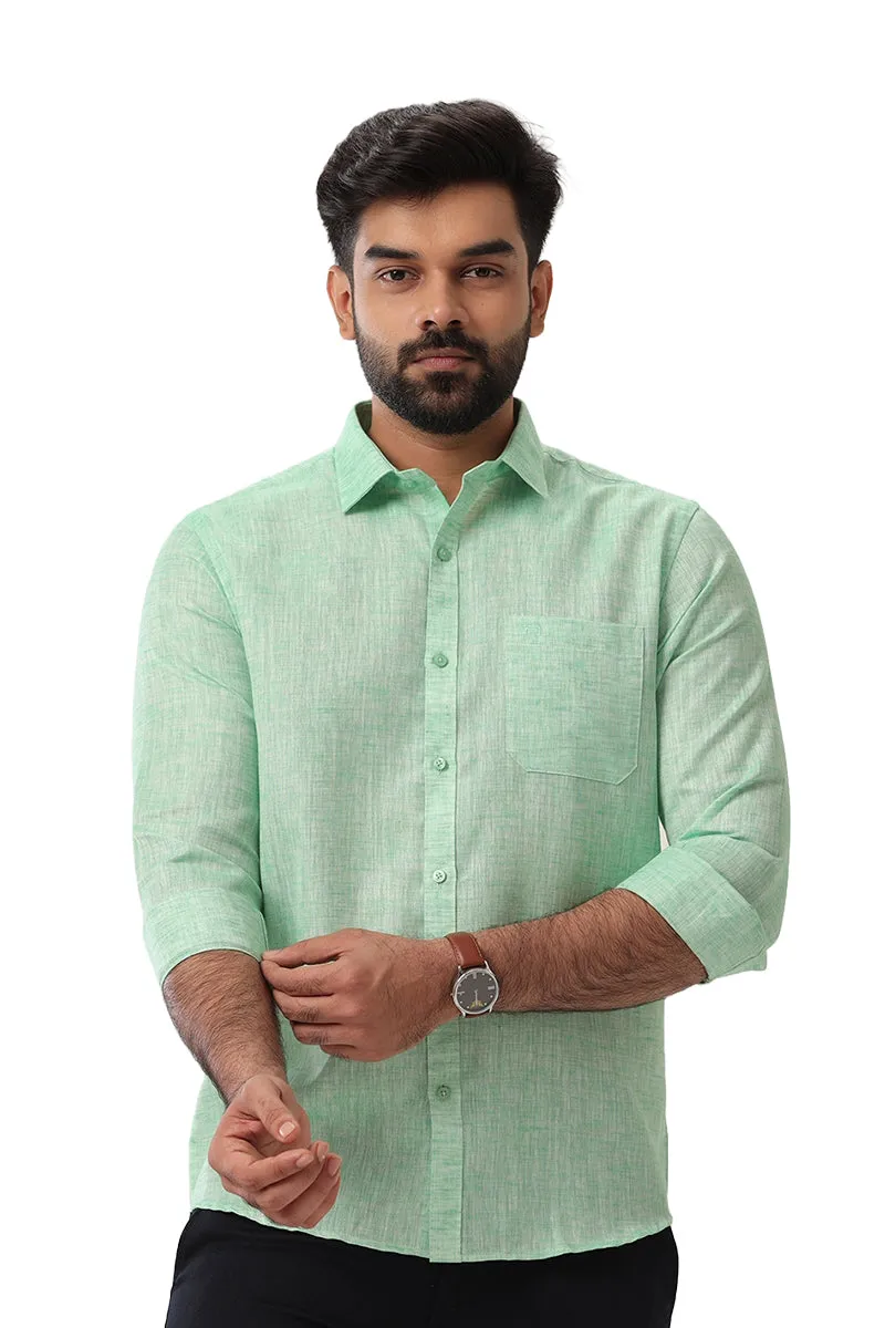 Linen Feel - Green Formal Shirts For Men | Ariser