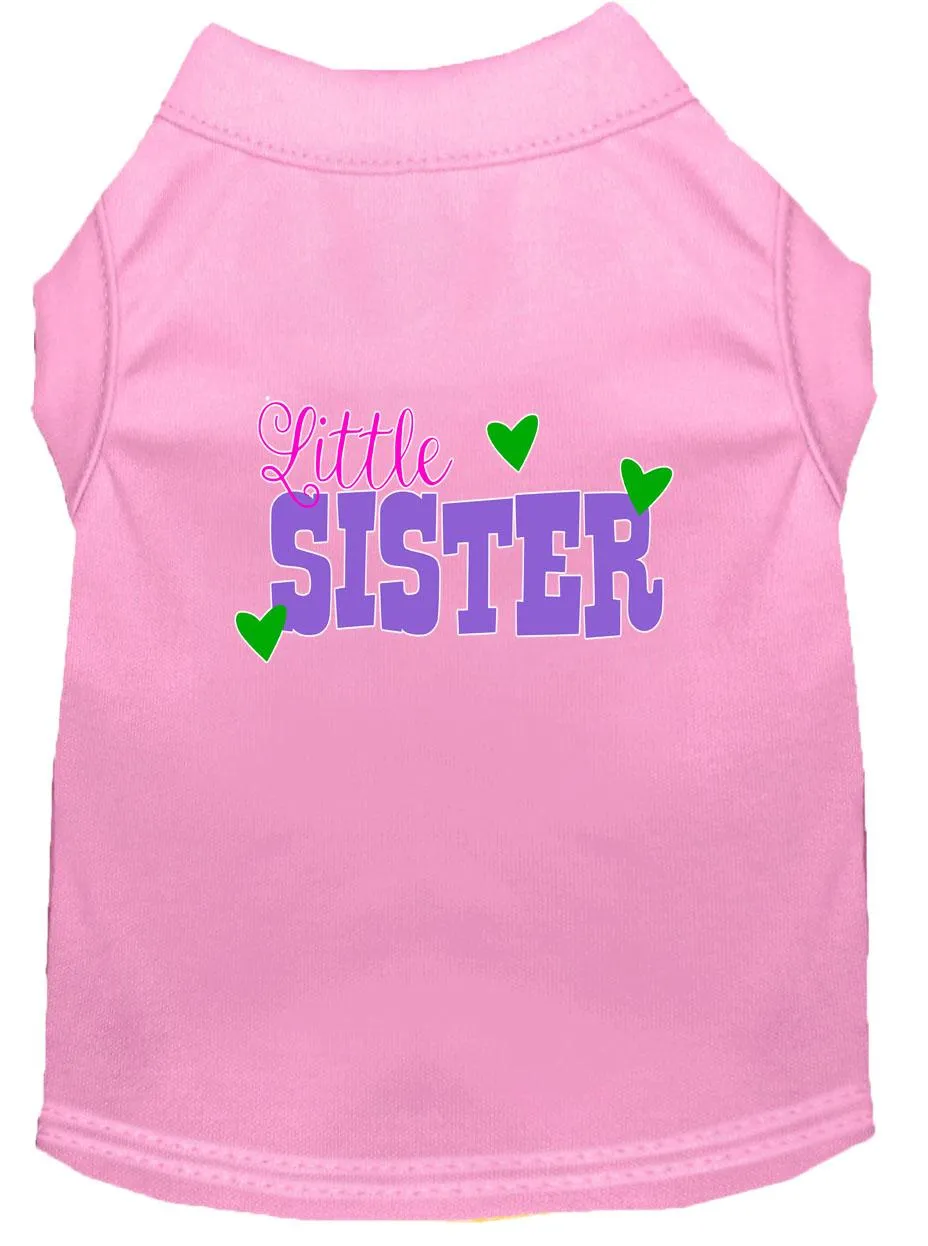 Little Sister Screen Print Dog Shirt Light Pink Xs