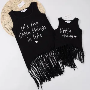 Little Thing- Mommy   Me Girl's fringe tank top