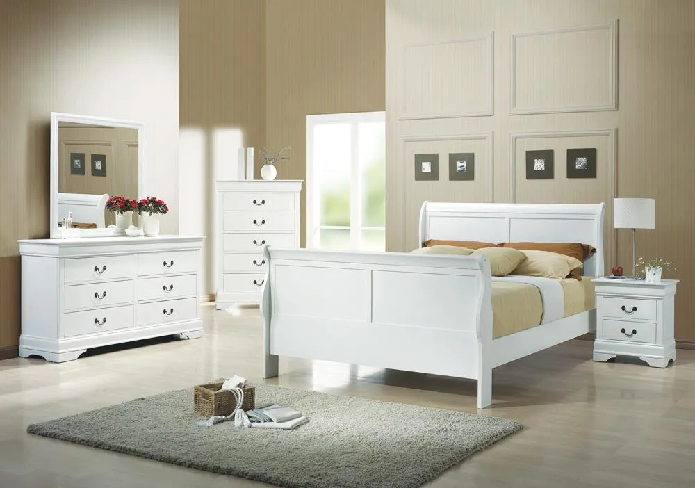 Louis Philippe Full Sleigh Panel Bed White