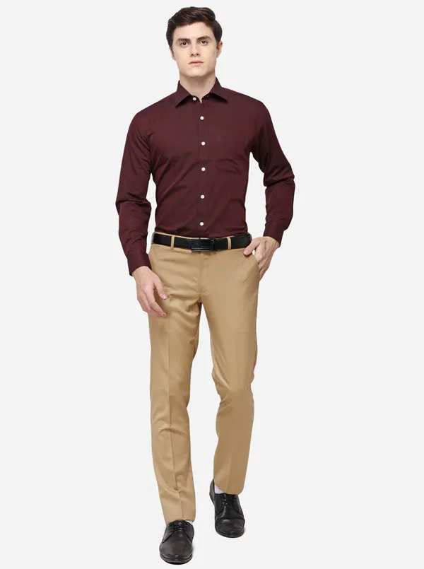 Maroon Solid Smart Fit Formal Shirt | JadeBlue