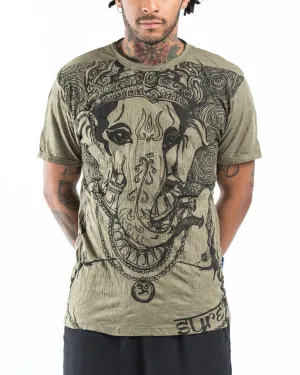 Mens Big Face Ganesh T-Shirt in Green