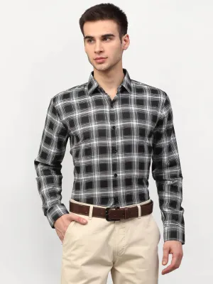 Men's Black Checked Formal Shirts - Taantav