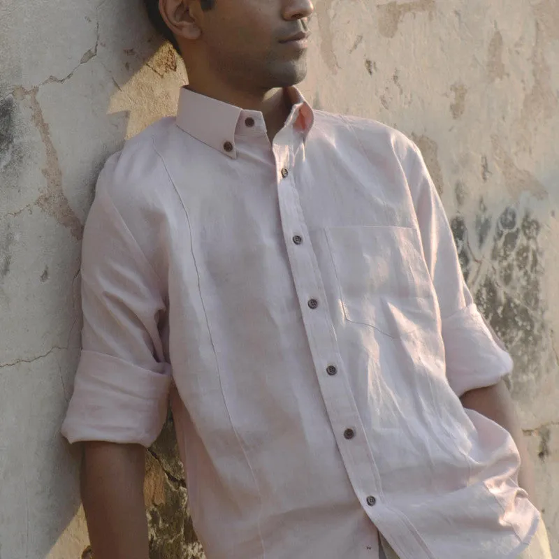 Mens Linen Shirt | Light Pink | Full Sleeves