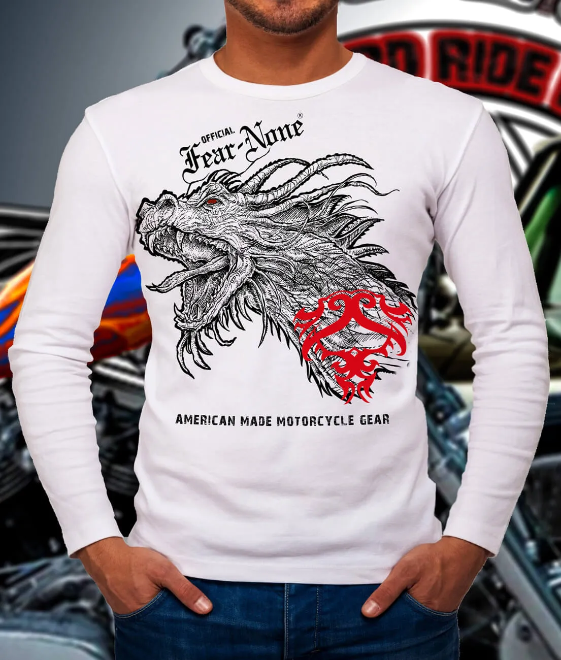 Men's Old School Dragon Long Sleeve