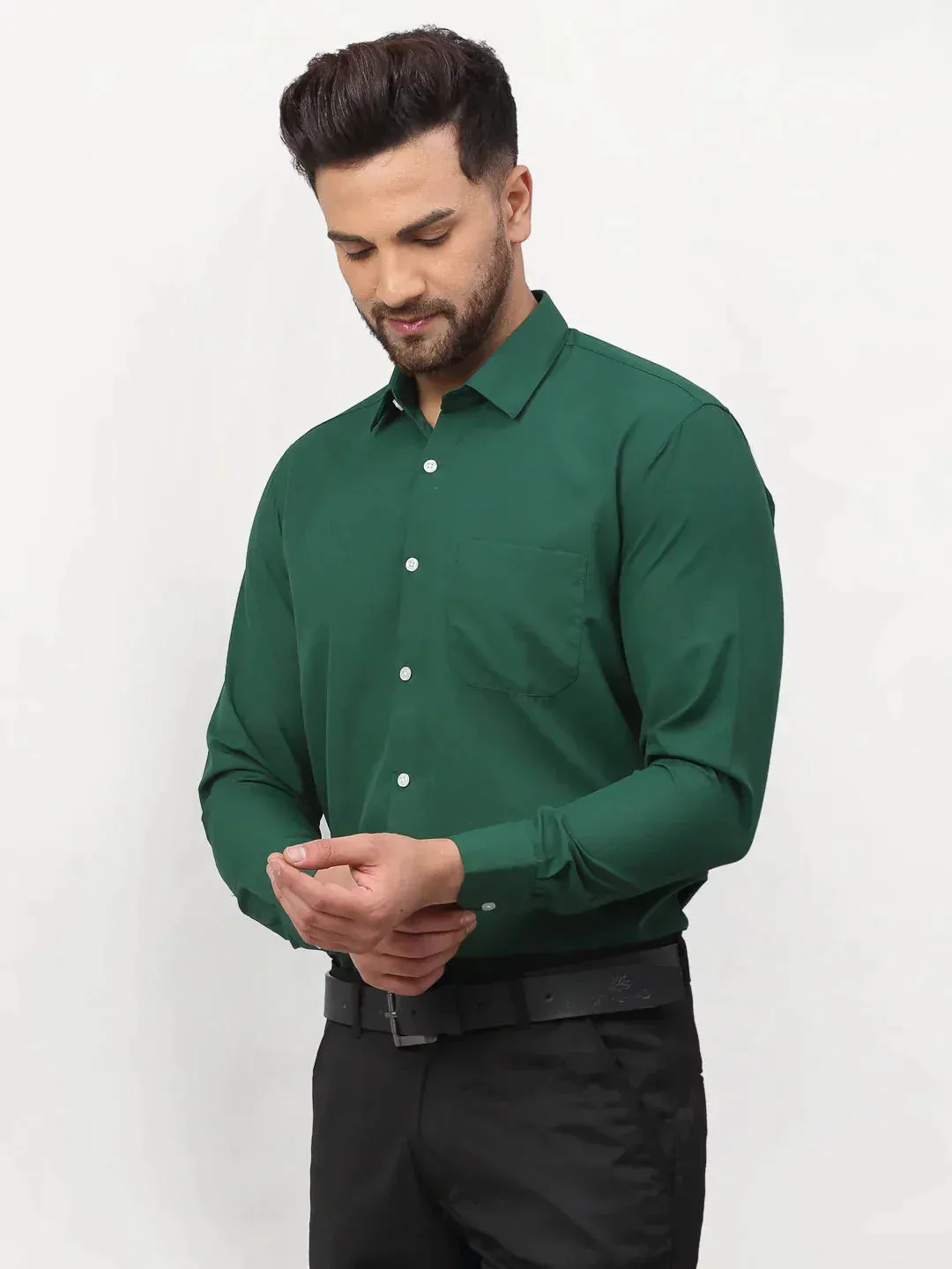 Men's Olive Solid Formal Shirts - Taantav