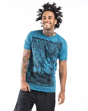 Mens Sanskrit Buddha  T-Shirt in Denim Blue