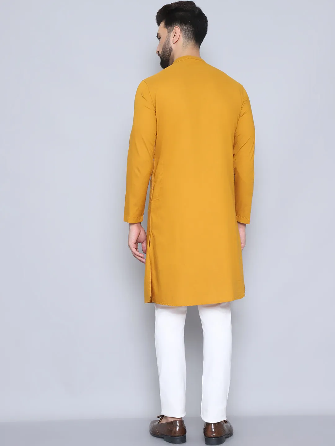 Men's Yellow Pure Cotton Sherwani Kurta - Even Apparels