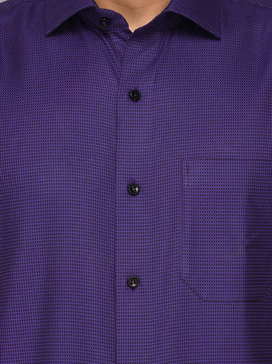 Metal Violet & Black Dobby Slim Fit Evening Wear Shirt