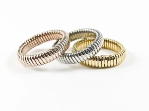 Modern Elegant Stretch Eternity Tri Color 3 Piece Set Steel Ring