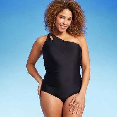 New - Lands' End Women's One Piece Swimwear Tummy Control Swimsuit UPF 50, Black XS