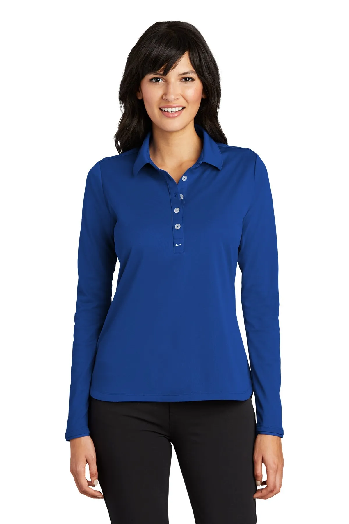 Nike Ladies Long Sleeve Dri-FIT Stretch Custom Polos, Blue Sapphire