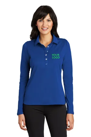 Nike Ladies Long Sleeve Dri-FIT Stretch Custom Polos, Blue Sapphire