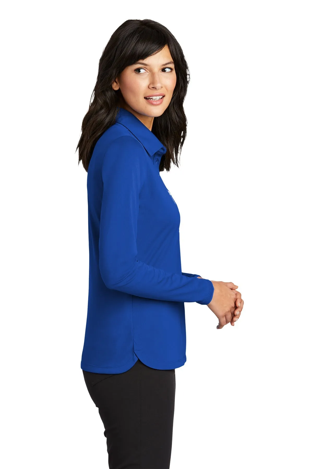 Nike Ladies Long Sleeve Dri-FIT Stretch Custom Polos, Blue Sapphire