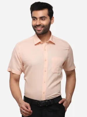 Peach Solid Regular Fit Formal Shirt | JadeBlue