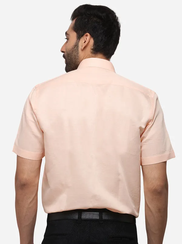 Peach Solid Regular Fit Formal Shirt | JadeBlue