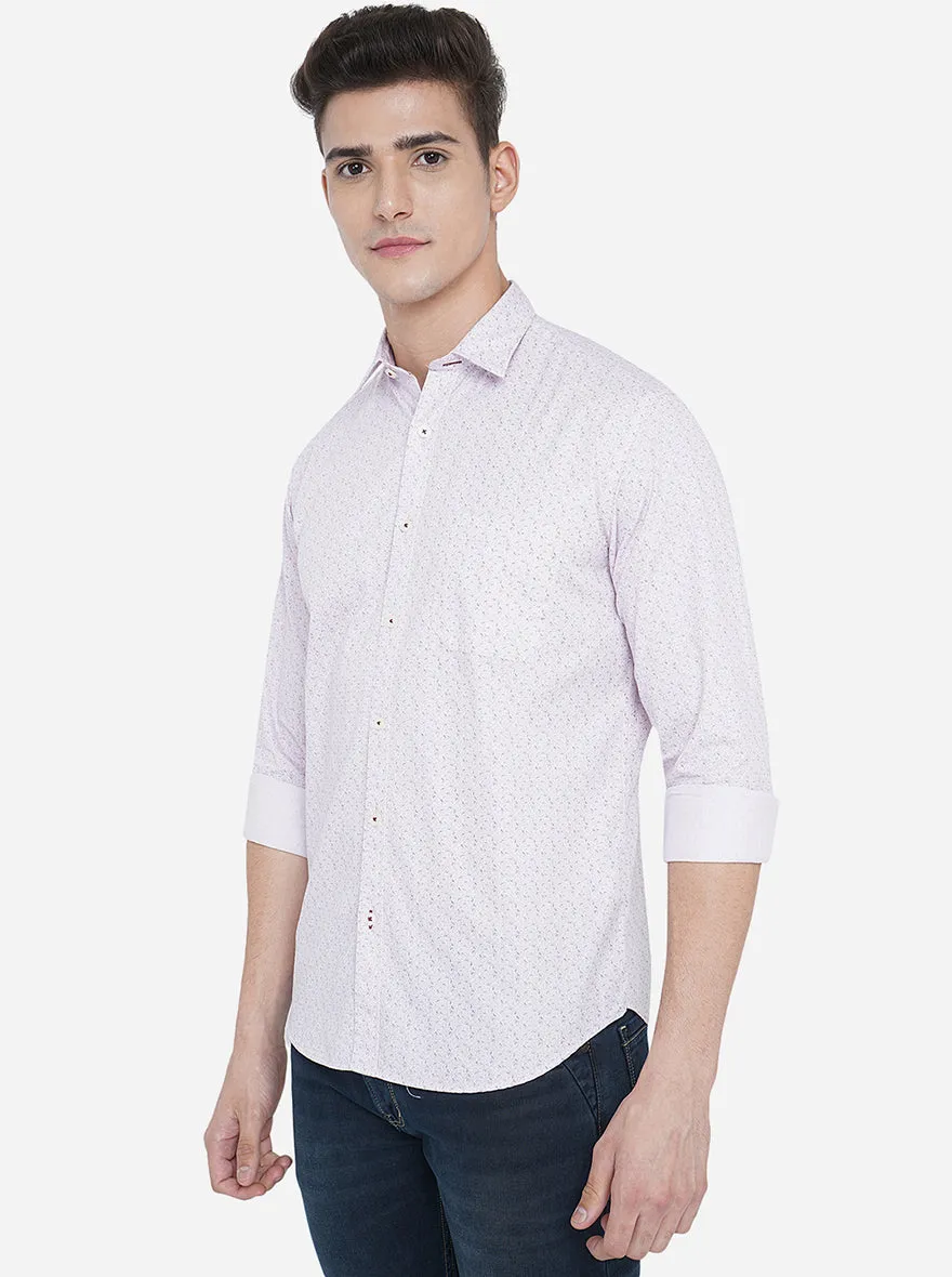 Pink Printed Classic Fit Casual Shirt | Greenfibre