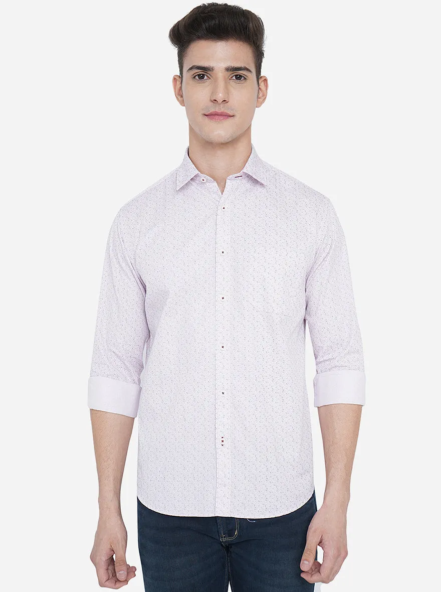 Pink Printed Classic Fit Casual Shirt | Greenfibre