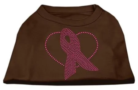 Pink Ribbon Rhinestone Shirts Brown XL (16)