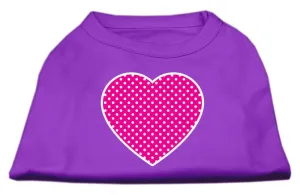 Pink Swiss Dot Heart Screen Print Shirt Purple XXL (18)