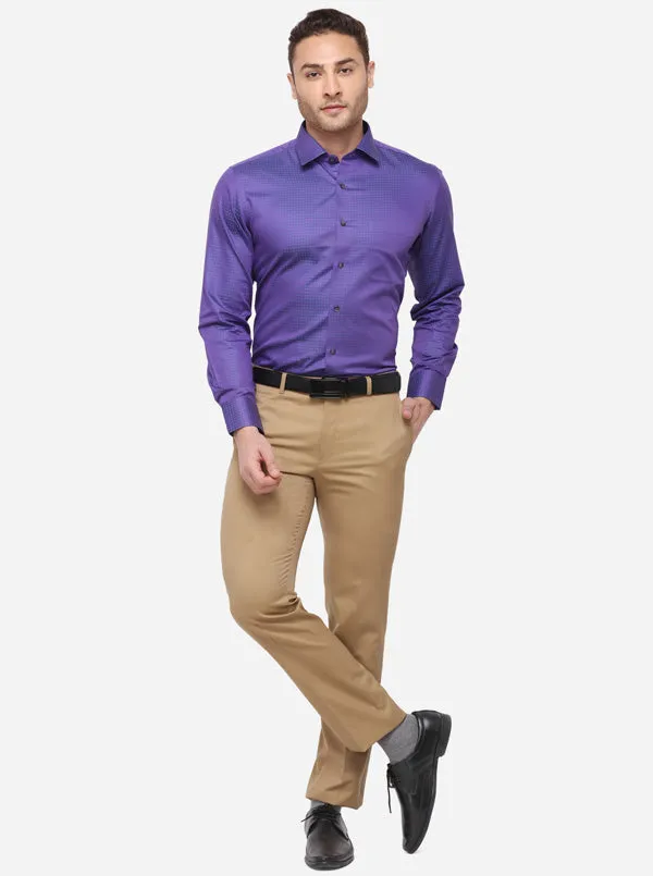 Purple Dobby Slim Fit Formal Shirt | Metal