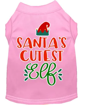 Santa's Cutest Elf Screen Print Dog Shirt Light Pink Xl