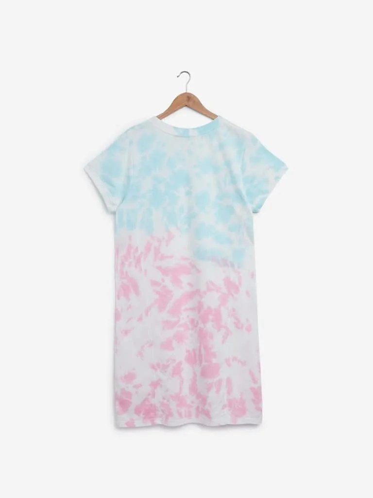 Sassy Soda Curves Pink Tie-Dye T-Shirt Dress