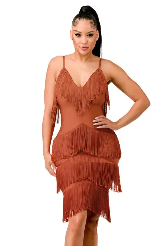 TEEK - RUST SHAKE IT BANDAGE DRESS