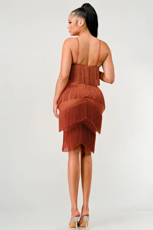 TEEK - RUST SHAKE IT BANDAGE DRESS