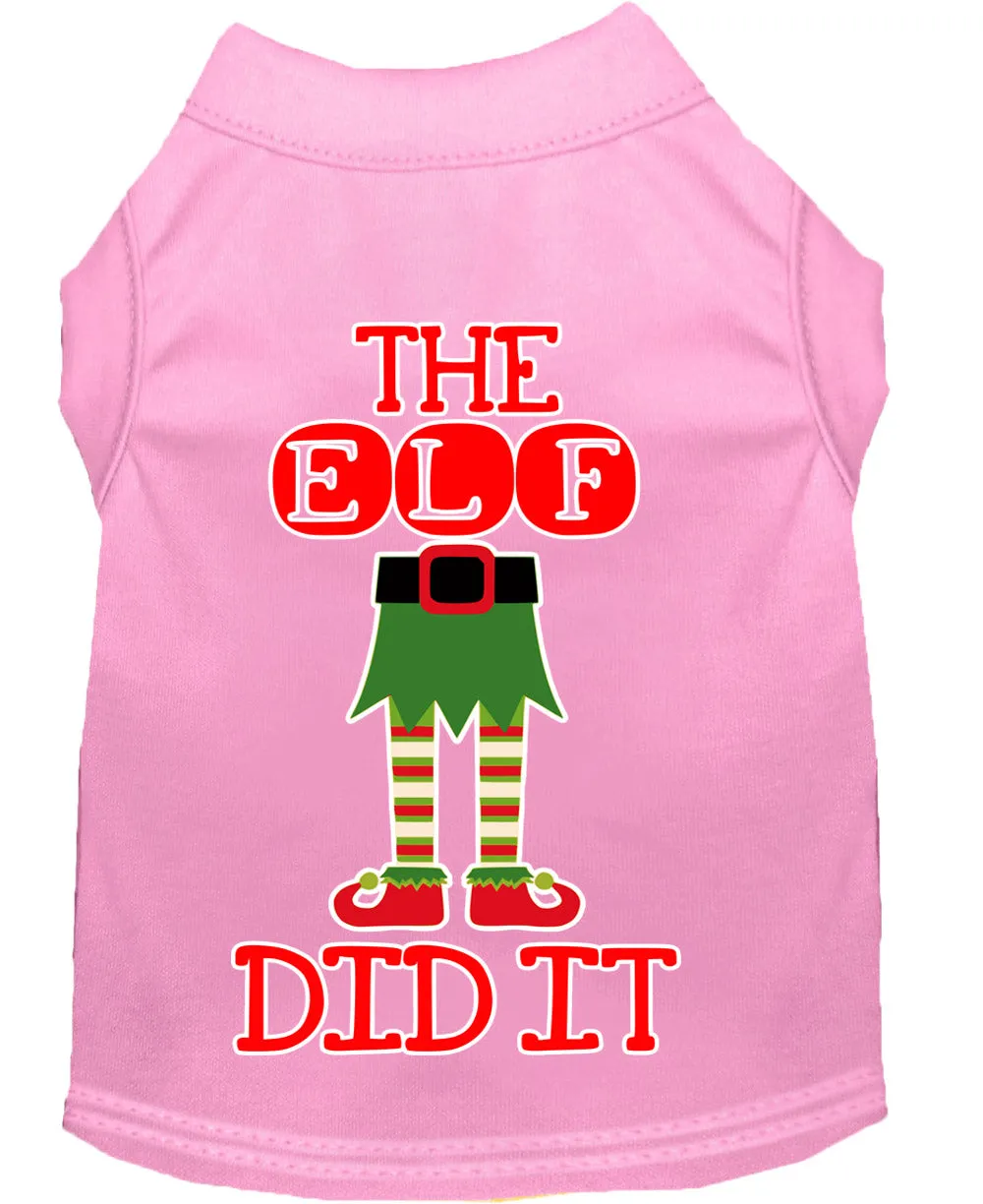 The Elf Did It Screen Print Dog Shirt Light Pink Sm