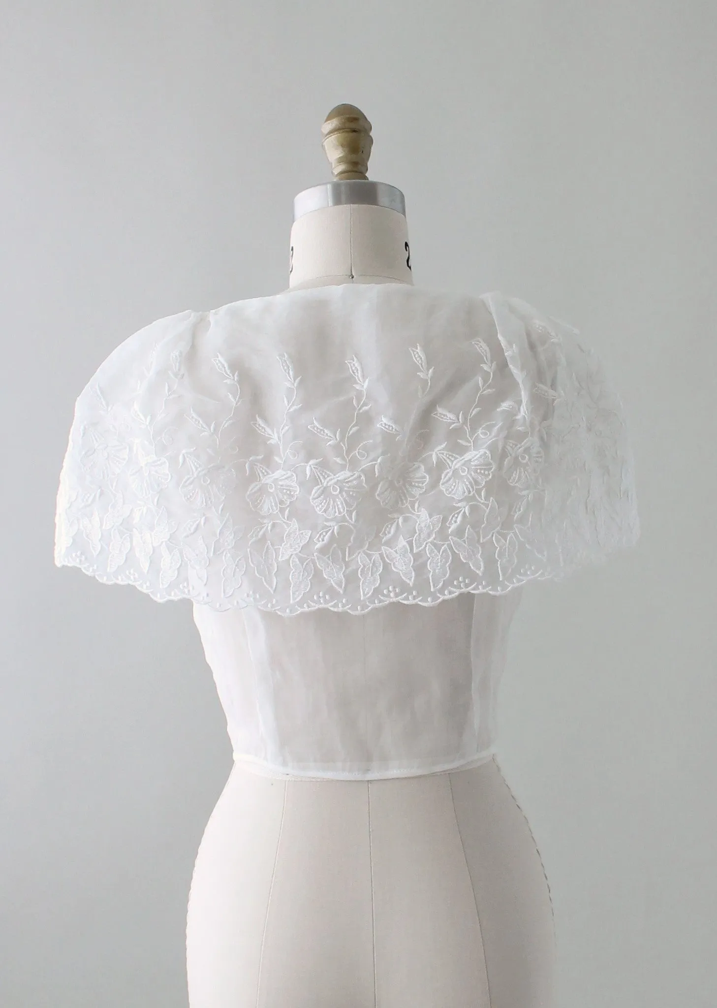 Vintage 1940s Embroidered Organdy Blouse