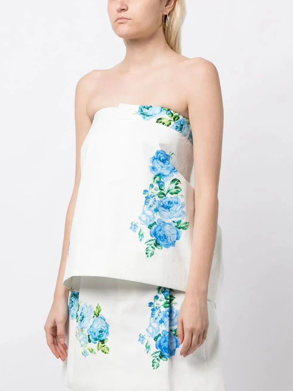 White All Over Printed Folded Top