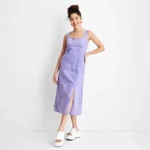 Women's Violet Sleeveless Corset Denim Dress - Future Collective with Gabriella